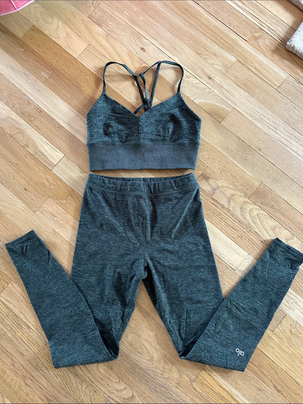 Dark Green Alosoft Sports Bra and Legging Set